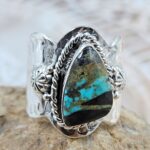 Black Jack Turquoise Size US 7 925 Sterling Silver Ring (REXT88-265)