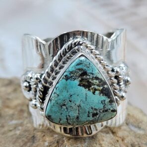 Black Jack Turquoise Size US 7 925 Sterling Silver Ring (REXT88-263)