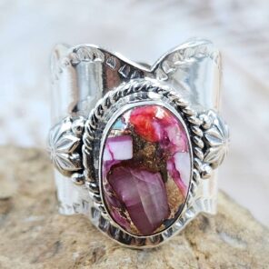 Pink Dahlia Turquoise Size US 6 925 Sterling Silver Ring (REXT88-275)