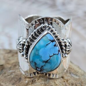 Golden Hills Turquoise Matt Finish Size US 6 925 Sterling Silver Ring (REXT88-262)