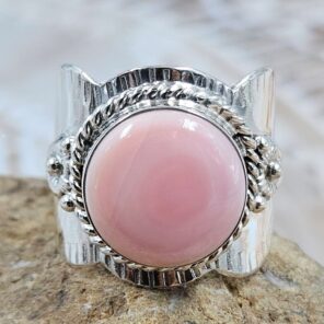 Pink Queen Conch Size US 7 925 Sterling Silver Ring (REXT88-272)