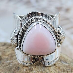 Pink Queen Conch Size US 7 925 Sterling Silver Ring (REXT88-273)