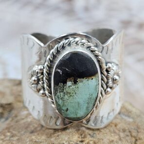 Black Jack Turquoise Size US 11 925 Sterling Silver Ring (REXT88-266)