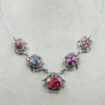 Pink Dahlia Turquoise 925 Sterling Silver Necklace (RS19-340)