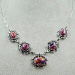 Pink Dahlia Turquoise 925 Sterling Silver Necklace (RS19-341)