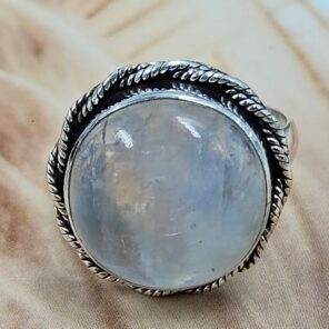 Rainbow Moonstone 925 Sterling Silver Ring (REXT111-105)