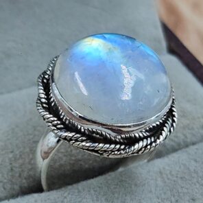 Rainbow Moonstone 925 Sterling Silver Ring (REXT111-105)