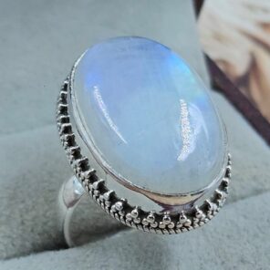 Rainbow Moonstone 925 Sterling Silver Ring (REXT111-106)