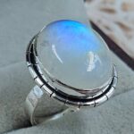 Rainbow Moonstone 925 Sterling Silver Ring (REXT111-108)