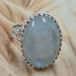 Rainbow Moonstone 925 Sterling Silver Ring (REXT111-109)
