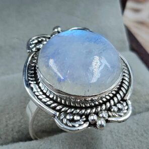 Rainbow Moonstone 925 Sterling Silver Ring (REXT111-112)