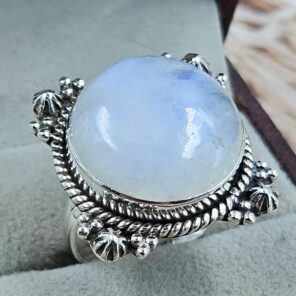 Rainbow Moonstone 925 Sterling Silver Ring (REXT111-113)
