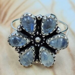 Rainbow Moonstone 925 Sterling Silver Ring (RS78-160)