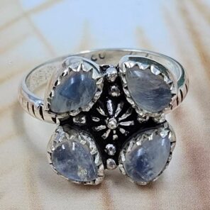 Rainbow Moonstone 925 Sterling Silver Ring (RS78-161)