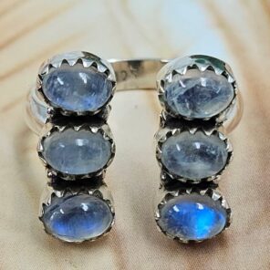 Rainbow Moonstone 925 Sterling Silver Ring (RS78-158)