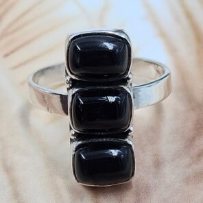 Black Onyx 925 Sterling Silver Ring (RS78-166)