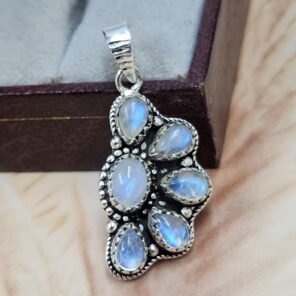 Rainbow Moonstone 925 Sterling Silver Pendant (RS78-182)