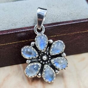 Rainbow Moonstone 925 Sterling Silver Pendant (RS78-183)