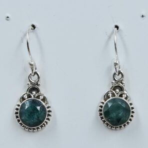 Emerald 1.25" 925 Sterling Silver Earrings (REXT111-147)
