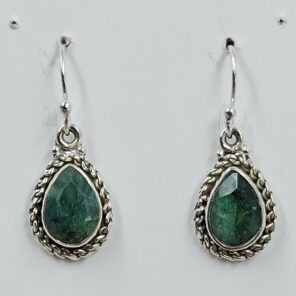 Emerald 1.25" 925 Sterling Silver Earrings (REXT111-148)