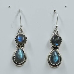 Labradorite 1.5" 925 Sterling Silver Earrings (REXT111-140)
