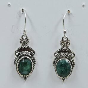 Emerald 1.25" 925 Sterling Silver Earrings (REXT111-149)