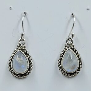 Rainbow Moonstone 1.25" 925 Sterling Silver Earrings (REXT111-141)
