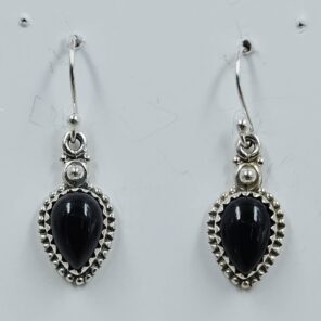 Black Onyx 1.25" 925 Sterling Silver Earrings (REXT111-142)