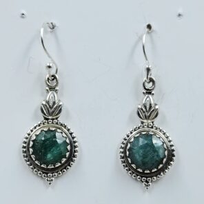 Emerald 1.25" 925 Sterling Silver Earrings (REXT111-150)