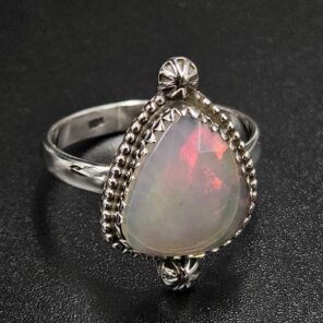 Ethiopian Opal Rose Cut Size US 9 925 Sterling Silver Ring (REXT116-171)