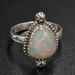 Ethiopian Opal Cut Size US 10 925 Sterling Silver Ring (REXT116-172)