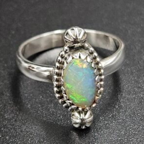 Ethiopian Opal Cut Size US 7 925 Sterling Silver Ring (REXT116-177)