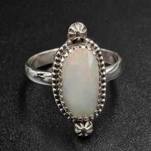 Ethiopian Opal Cut Size US 9 925 Sterling Silver Ring (REXT116-181)