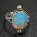 Ethiopian Opal Cut Size US 9 925 Sterling Silver Ring (REXT116-184)