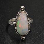 Ethiopian Opal Cut Size US 10 925 Sterling Silver Ring (REXT116-186)