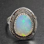 Ethiopian Opal Cut Size US 10 925 Sterling Silver Ring (REXT116-188)