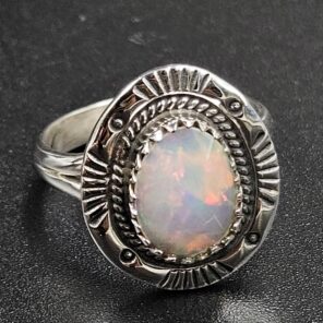 Ethiopian Opal Cut Size US 7 925 Sterling Silver Ring (REXT116-190)