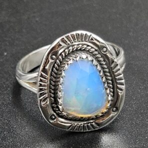 Ethiopian Opal Cut Size US 9 925 Sterling Silver Ring (REXT116-191)