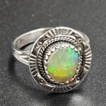 Ethiopian Opal Cut Size US 8 925 Sterling Silver Ring (REXT116-192)