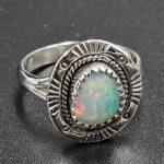 Ethiopian Opal Cut Size US 9 925 Sterling Silver Ring (REXT116-197)