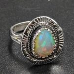 Ethiopian Opal Cut Size US 7 925 Sterling Silver Ring (REXT116-201)