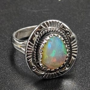 Ethiopian Opal Cut Size US 7 925 Sterling Silver Ring (REXT116-201)