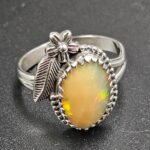 Ethiopian Opal Cut Size US 9 925 Sterling Silver Ring (REXT116-207)