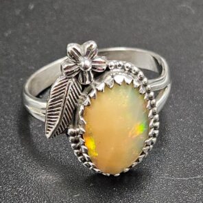 Ethiopian Opal Cut Size US 9 925 Sterling Silver Ring (REXT116-207)
