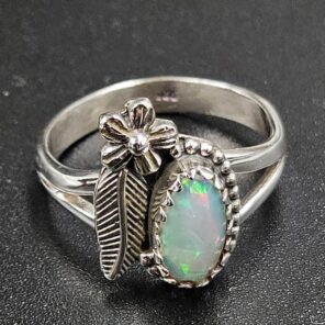 Ethiopian Opal Rose Cut Size US 7 925 Sterling Silver Ring (REXT116-218)