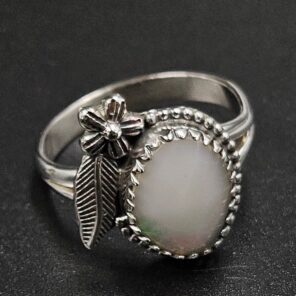 Ethiopian Opal Rose Cut Size US 9 925 Sterling Silver Ring (REXT116-220)