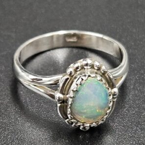 Ethiopian Opal Rose Cut Size US 9 925 Sterling Silver Ring (REXT116-226)