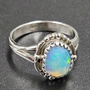 Ethiopian Opal Rose Cut Size US 7 925 Sterling Silver Ring (REXT116-228)