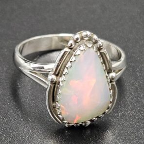 Ethiopian Opal Rose Cut Size US 10 925 Sterling Silver Ring (REXT116-229)