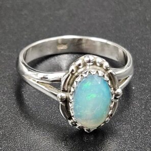 Ethiopian Opal Rose Cut Size US 8 925 Sterling Silver Ring (REXT116-231)